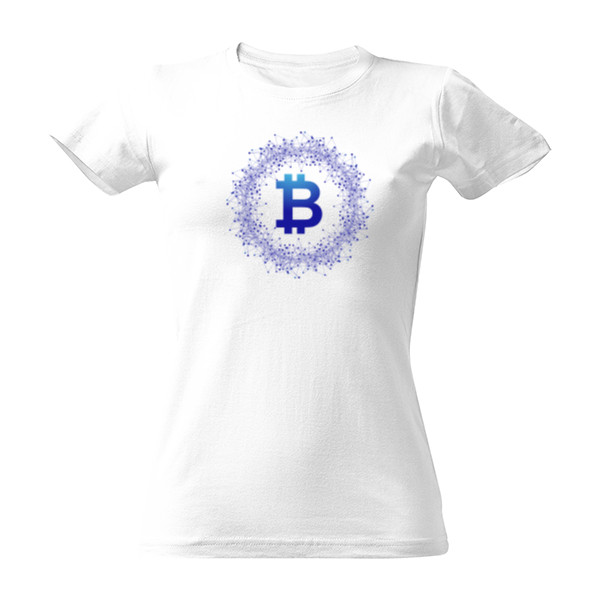 Tričko s potiskem Blue bitcoin dámské