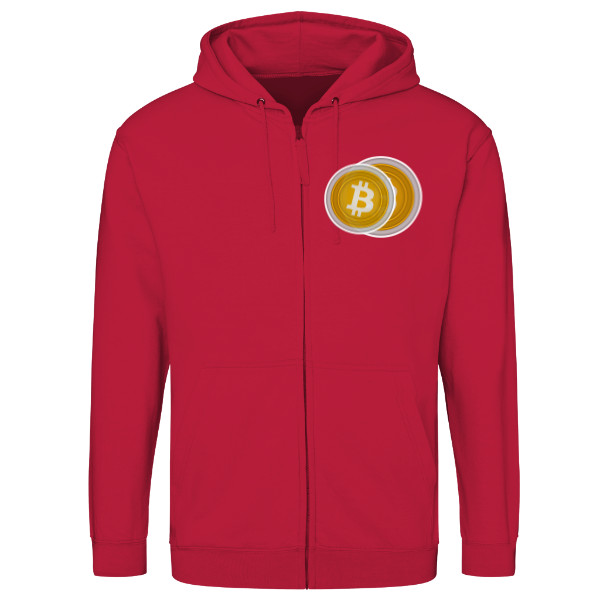 Mikina na zip unisex s potiskem BTC coin mikina dámská