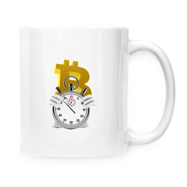 Hrnek malý bílý s potiskem Hrnek time for bitcoin