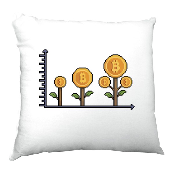 Polštář saténový s potiskem Polštář growing bitcoin